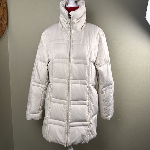 Down Jacket Women XL Jones of New York Ivory Zip Below hip - Picture 11 of 16